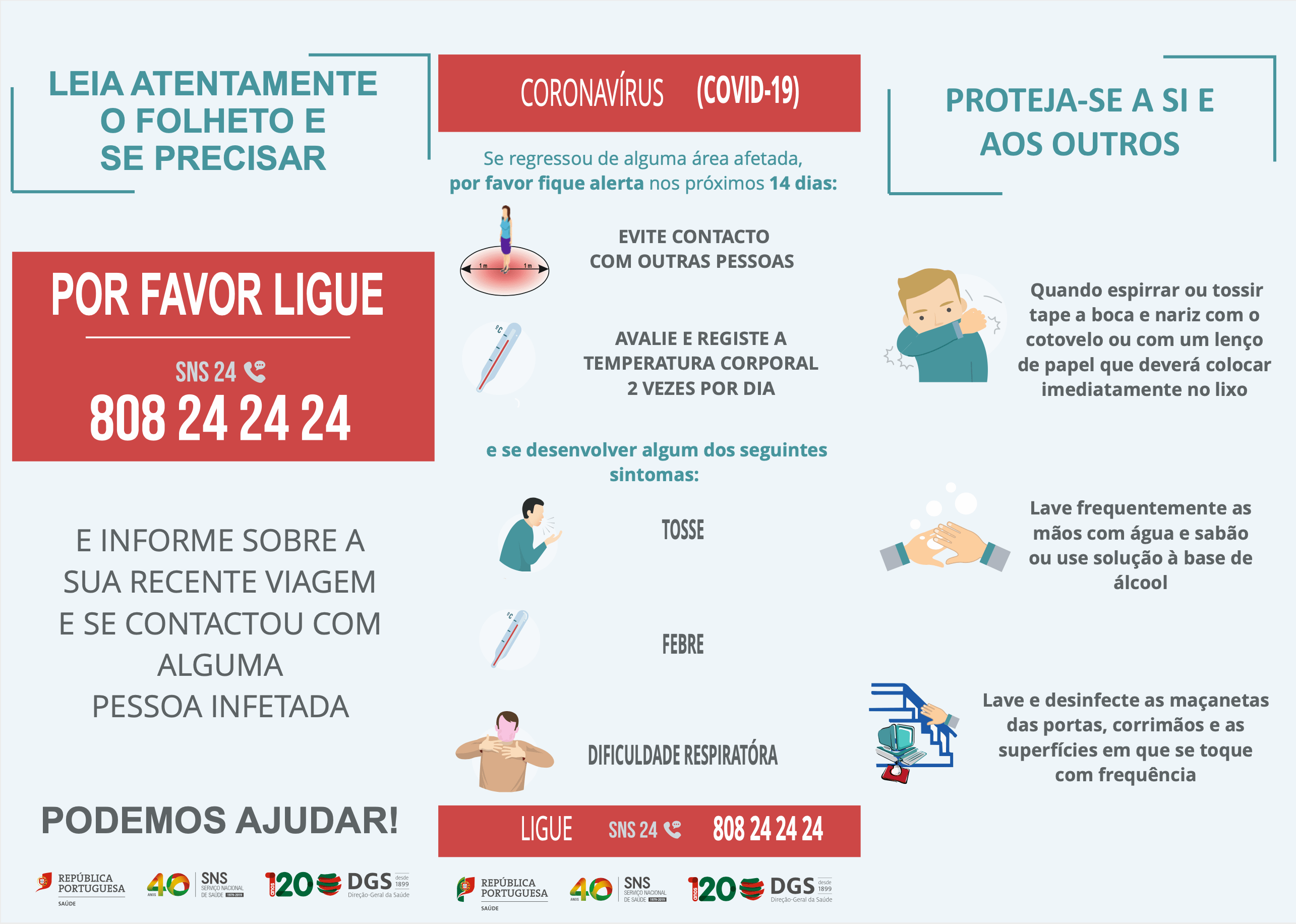 Coronavírus: Folhetos de Informações