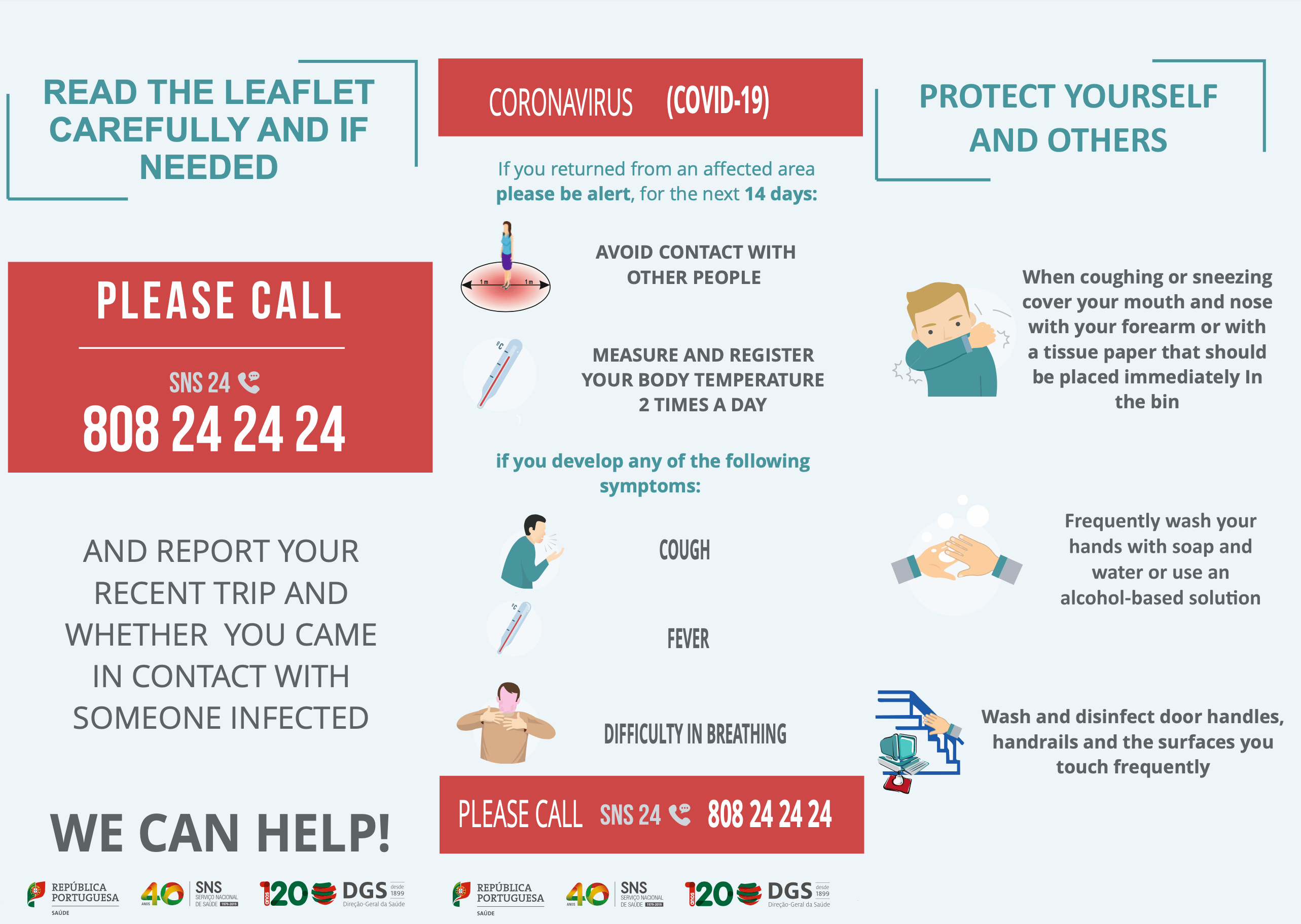 Coronavírus: Folhetos de Informações