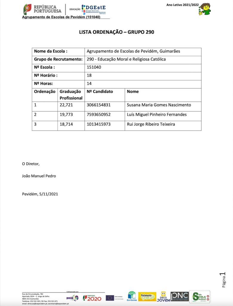 Lista de Ordenação - Grupo 290