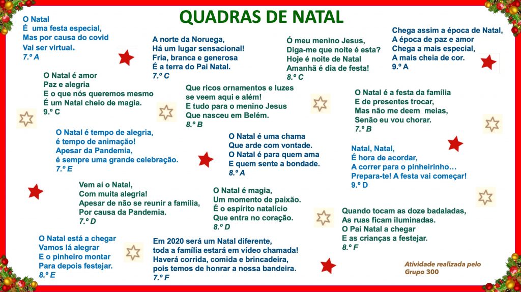 Quadras de Natal - Agrupamento de Escolas de Pevidém Quadras de Natal - Agrupamento de Escolas de Pevidém